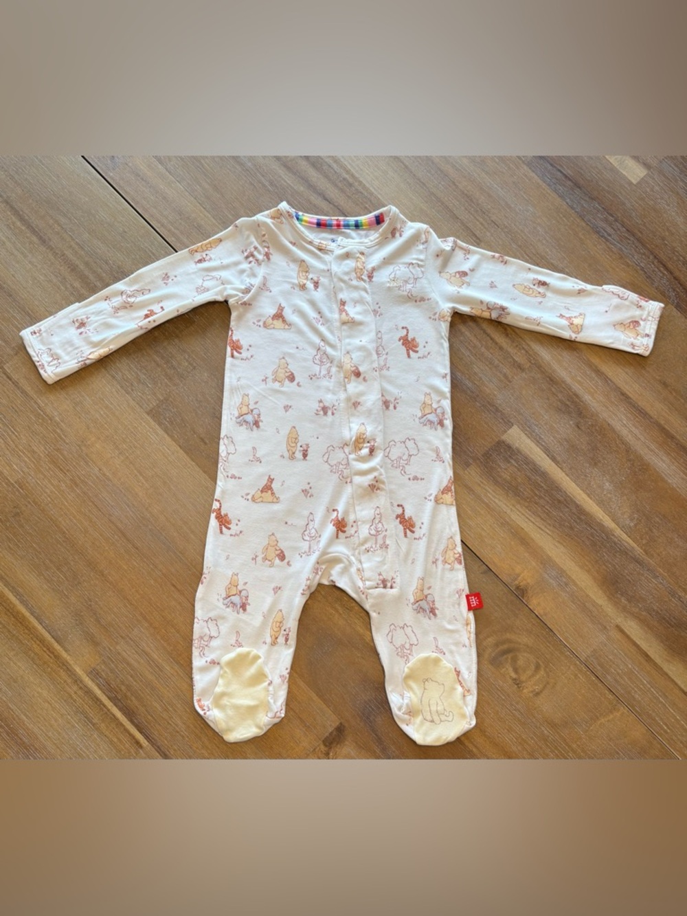 Magnetic Me Baby One-Piece Footed Pajamas - Cream Winnie the Pooh Print